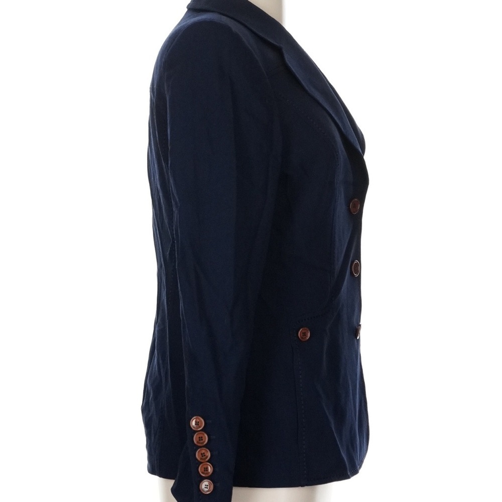 Escada Size EU 38 / US 8 Wool blazer Navy Blue Brown Buttons jacket n - Picture 4 of 11
